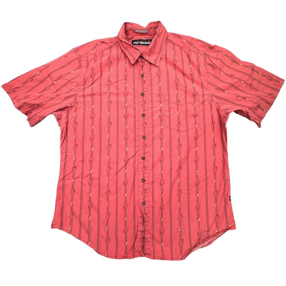 Reyn Spooner Shirt Mens XL Extra Large Red Hawaiian Seashell Modern Fit Button